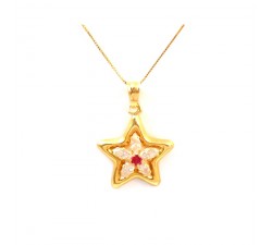 COLLANA DA DONNA IN ORO GIALLO 18 KT CON STELLA E ZIRCONI