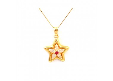 COLLANA DA DONNA IN ORO GIALLO 18 KT CON STELLA E ZIRCONI