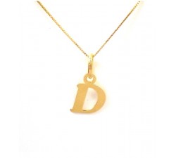 COLLANA UNISEX IN ORO GIALLO 18 KT CON LETTERA INIZIALE D