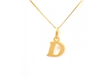 COLLANA UNISEX IN ORO GIALLO 18 KT CON LETTERA INIZIALE D