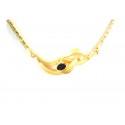 COLLANA DA DONNA IN ORO GIALLO 18 KT CON ZIRCONE BIANCO E ONICE 