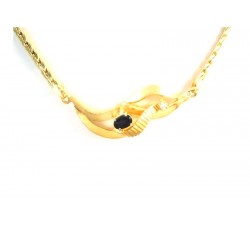 COLLANA DA DONNA IN ORO GIALLO 18 KT CON ZIRCONE BIANCO E ONICE 