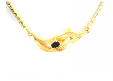 COLLANA DA DONNA IN ORO GIALLO 18 KT CON ZIRCONE BIANCO E ONICE