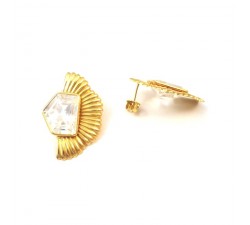 ORECCHINI IN ORO GIALLO 18 KT CON ZIRCONI BIANCHI