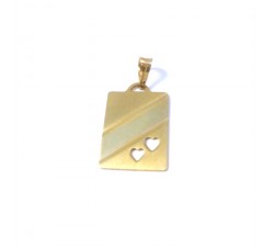 CIONDOLO PENDENTE IN ORO GIALLO 18 KT CON CUORI