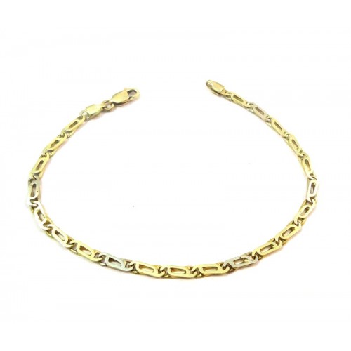 BRACCIALE CATENA IN ORO GIALLO E BIANCO 18 KT UNISEX