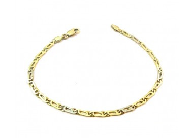 BRACCIALE CATENA IN ORO GIALLO E BIANCO 18 KT UNISEX