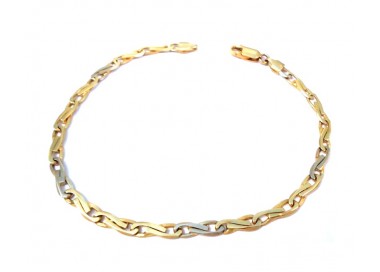 BRACCIALE CATENA IN ORO GIALLO E BIANCO 18 KT DA UOMO