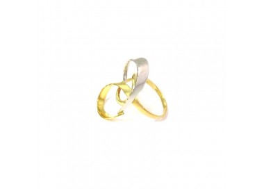 ANELLO STILIZZATO DA DONNA IN ORO GIALLO E BIANCO 18 KT