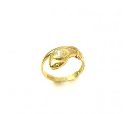 ANELLO SERPENTE DA DONNA IN ORO GIALLO 18 KT CON ZIRCONE TAGLIO BRILLANTE