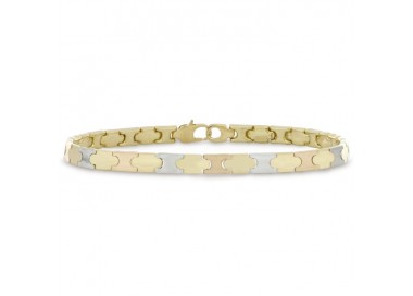 BRACCIALE DA UOMO IN ORO BIANCO GIALLO E ROSA 18 KT