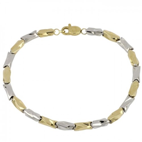 BRACCIALE TUBOLARE DA UOMO IN ORO BIANCO E GIALLO 18 KT