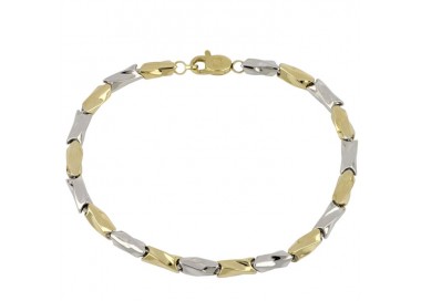 BRACCIALE TUBOLARE DA UOMO IN ORO BIANCO E GIALLO 18 KT