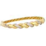 BRACCIALE DONNA RIGIDO IN ORO GIALLO 18 KT CON ZIRCONI