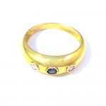 ANELLO DA DONNA IN ORO GIALLO 18 KT CON ZIRCONI BLU E BIANCHI TAGLIO BRILLANTE