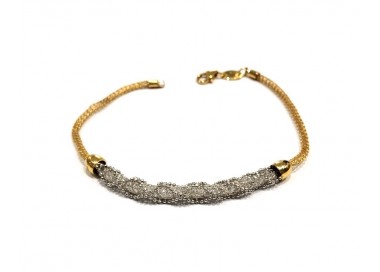 BRACCIALE DA DONNA IN ORO GIALLO E BIANCO 18 KT A RETE CON ZIRCONI INTERNI