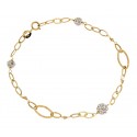 BRACCIALE CATENA DA DONNA IN ORO GIALLO 18 KT CON SFERE E ZIRCONI