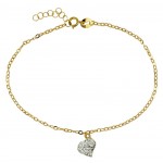 BRACCIALE DA DONNA CON CHARM CUORE IN ORO GIALLO 18 KT CON ZIRCONI