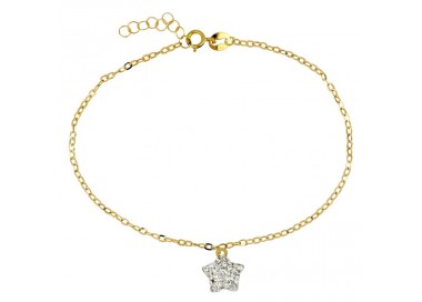 BRACCIALE DA DONNA CON CHARM STELLA IN ORO GIALLO 18 KT CON ZIRCONI