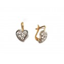 ORECCHINI CUORE IN ORO BIANCO E GIALLO 18 KT CON ZIRCONI BIANCHI