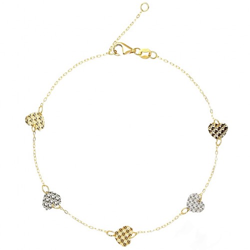 BRACCIALE DONNA CON CUORE IN ORO GIALLO E BIANCO 18 KT