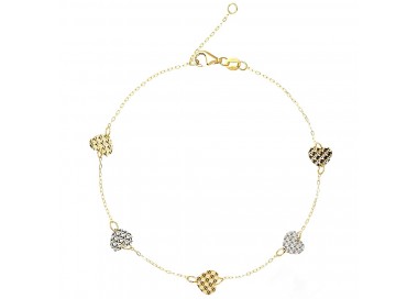 BRACCIALE DONNA CON CUORE IN ORO GIALLO E BIANCO 18 KT