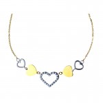 COLLANA DA DONNA CUORE IN ORO BIANCO E GIALLO 18 KT CON ZIRCONI TAGLIO BRILLANTE