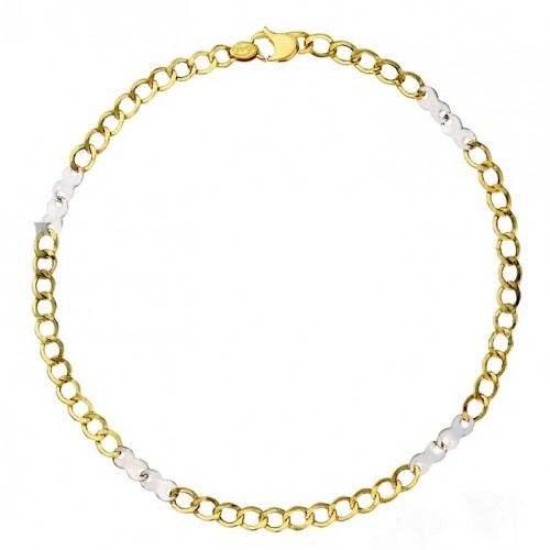 BRACCIALE CATENA IN ORO GIALLO E BIANCO 18KT