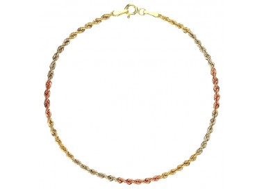 BRACCIALE CORDA FUNE IN ORO GIALLO BIANCO E ROSA 18 KT