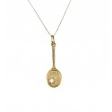 COLLANA CON RACCHETTA TENNIS IN ORO GIALLO 18 KT 