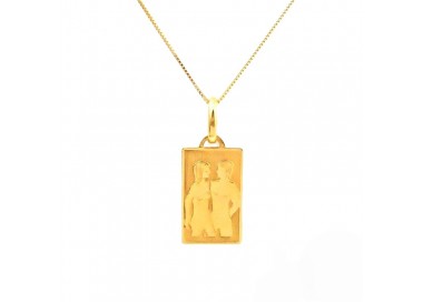 COLLANA SEGNO ZODIACALE GEMELLI IN ORO GIALLO 18 KT