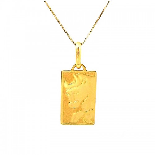 COLLANA CON SEGNO ZODIACALE TORO IN ORO GIALLO 18 KT