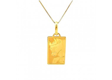 COLLANA CON SEGNO ZODIACALE TORO IN ORO GIALLO 18 KT