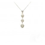 COLLANA PENDENTE 3 CUORI IN ORO BIANCO 18 KT CON ZIRCONE TAGLIO BRILLANTE