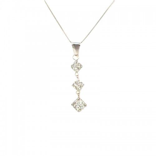 COLLANA TRILOGY ROMBI IN ORO BIANCO 18 KT CON ZIRCONI TAGLIO BRILLANTE