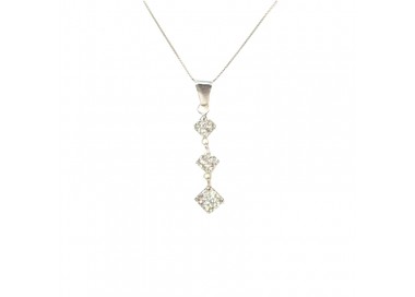 COLLANA TRILOGY ROMBI IN ORO BIANCO 18 KT CON ZIRCONI TAGLIO BRILLANTE