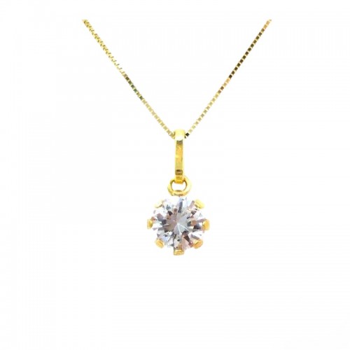 COLLANA DONNA PUNTO LUCE IN ORO GIALLO 18 KT E ZIRCONE TAGLIO BRILLANTE