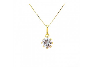 COLLANA DONNA PUNTO LUCE IN ORO GIALLO 18 KT E ZIRCONE TAGLIO BRILLANTE