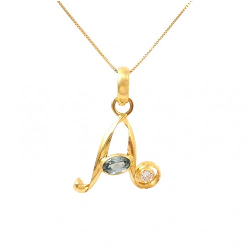 COLLANA CON LETTERA INIZIALE A IN ORO GIALLO 18 KT E ZIRCONI