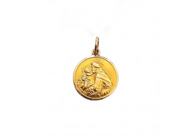 CIONDOLO SAN FRANCESCO CON GESU BAMBINO IN ORO GIALLO 18 KT + COLLANA IN OMAGGIO