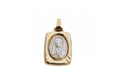 CIONDOLO MADONNA IN ORO BIANCO E GIALLO 18 KT + COLLANA OMAGGIO