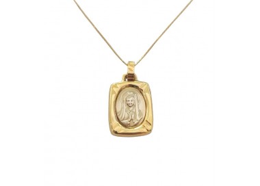 COLLANA MADONNA IN ORO BIANCO E GIALLO 18 KT