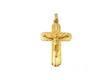 CIONDOLO CROCIFISSO IN ORO GIALLO 18 KT +COLLANA LACCIO OMAGGIO