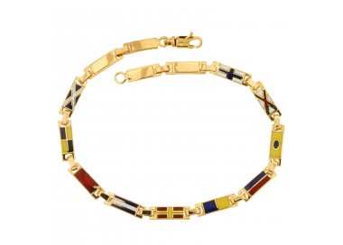 BRACCIALE UOMO CON BANDIERE NAUTICHE IN ORO GIALLO 18 KT