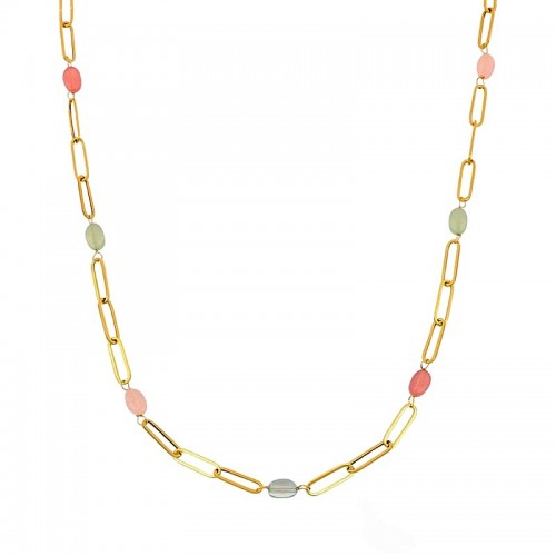 COLLANA GIROCOLLO DA DONNA IN ORO GIALLO 18 KT CON PIETRE COLORATE