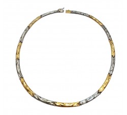 COLLANA COLLIER DA DONNA IN ORO GIALLO E BIANCO 18 KT