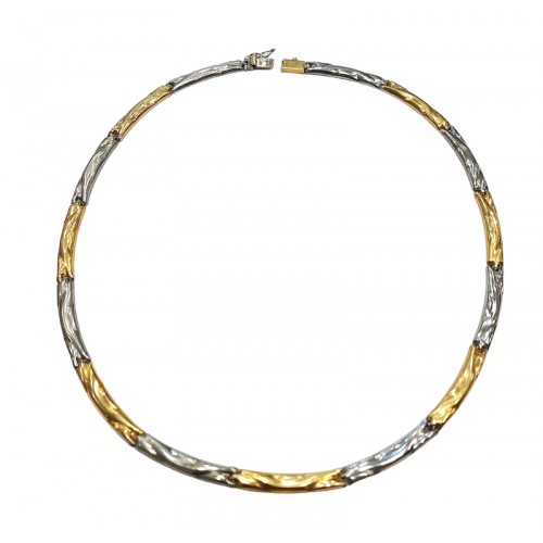 COLLANA COLLIER DA DONNA IN ORO GIALLO E BIANCO 18 KT