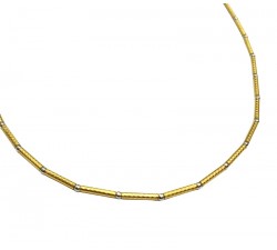 COLLANA UOMO TUBOLARE CON SFERE IN ORO GIALLO E BIANCO 18 KT