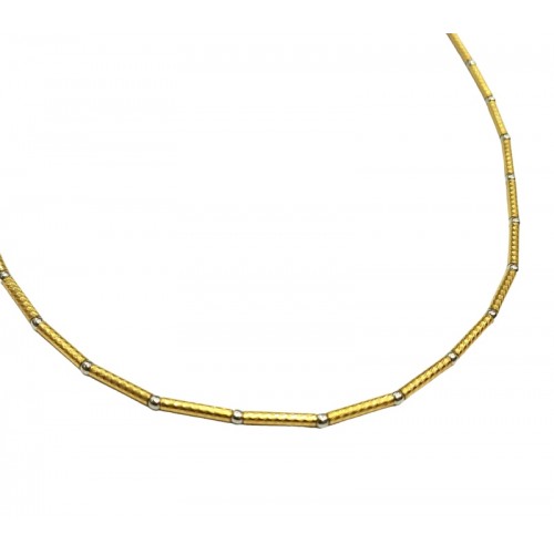 COLLANA UOMO TUBOLARE CON SFERE IN ORO GIALLO E BIANCO 18 KT