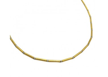 COLLANA UOMO TUBOLARE CON SFERE IN ORO GIALLO E BIANCO 18 KT